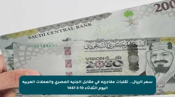 سعر الريال.. تقلبات مفاجئة في مقابل الجنيه المصري والعملات العربية اليوم الثلاثاء 10-3-1447